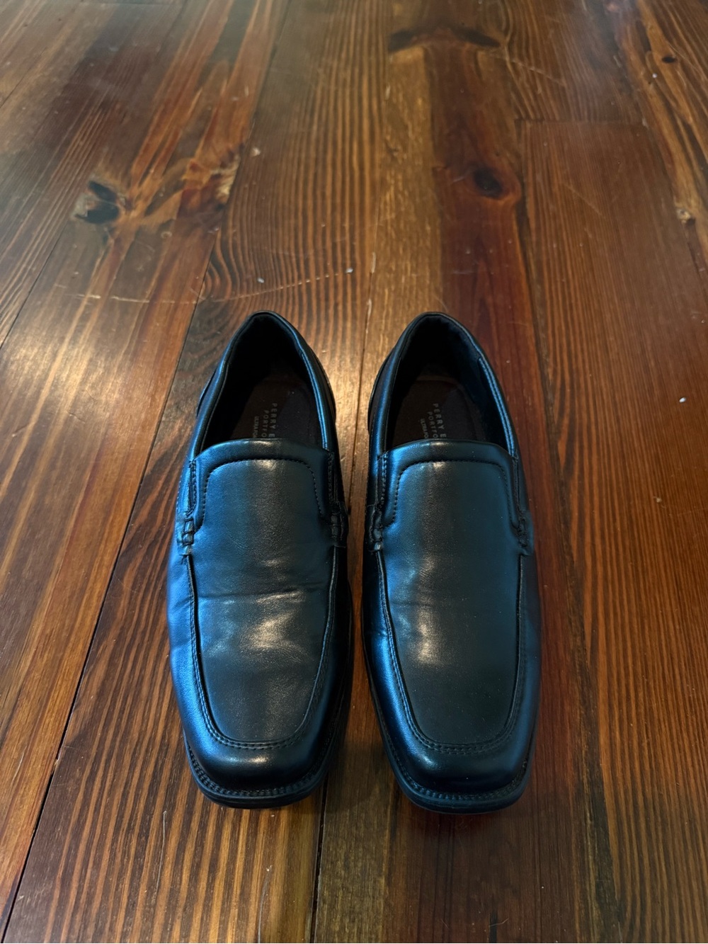 Kids Black Leather Slip-On Loafers